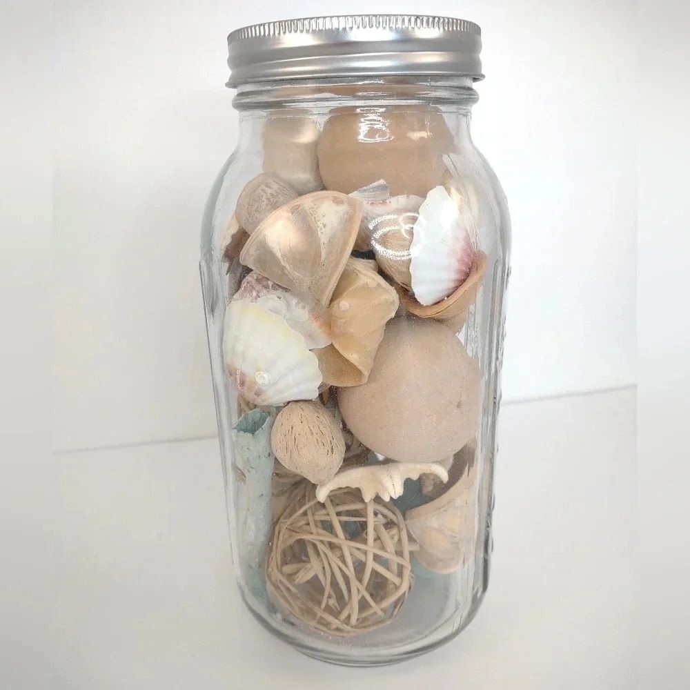Seashell Jar Artisian Starfish Beachy Tones Coastal Aesthetic - Picture 4 of 12